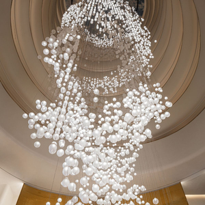 Elegante <span class=keywords><strong>lampadario</strong></span> <span class=keywords><strong>a</strong></span> globo con sfera in vetro con paralume Chic per ristoranti di lusso - Product Image 3