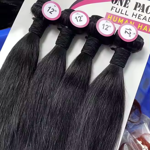 Lots de <span class=keywords><strong>Cheveux</strong></span> Humains Vierges Doublement Étirés Lisses, Peuvent Être Teints et Décolorés, Noir <span class=keywords><strong>Naturel</strong></span>, 10-14 Pouces, Trame de <span class=keywords><strong>Cheveux</strong></span>, Offre de 4 Lots - Product Image 2