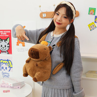 Sac à dos en peluche Capybara mignon avec fleur et coton, idéal pour un cadeau d'anniversaire, avec emballage en filet, à partir de 5 ans