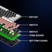 Teclado Mecánico con Cable de 61 Teclas, Tipo C, Intercambiable en Caliente, RGB, para Juegos de Computadora