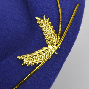 Sapphire Blue Beret For Airline Uniforms With Gold Embroidery And Trim Polyester Material Fall 2024 - Product Image 3