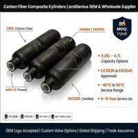 Bouteille d'air en fibre de carbone 0,7L 4500psi 300bar, mini-cylindre composite haute pression pour fusil à air comprimé PCP, paintball, chasse, certifié CE