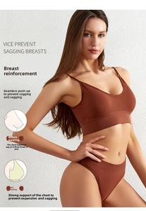 Ensemble Soutien-Gorge de Sport pour Femme à Petite Poitrine, Ajusté, Léger, Sans Armatures, Grande Taille, avec Dos Nu et Bonnets Triangle - Product Image 2