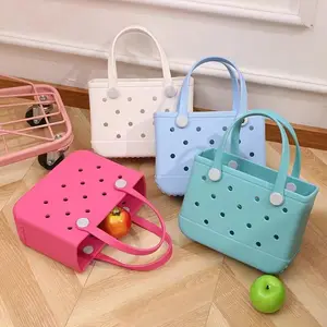 Bolsa de plástico de Color sólido de verano, cesta impermeable de PVC, bolsa de playa EVA, bolso de viaje, bolso de hombro de gran capacidad para niños