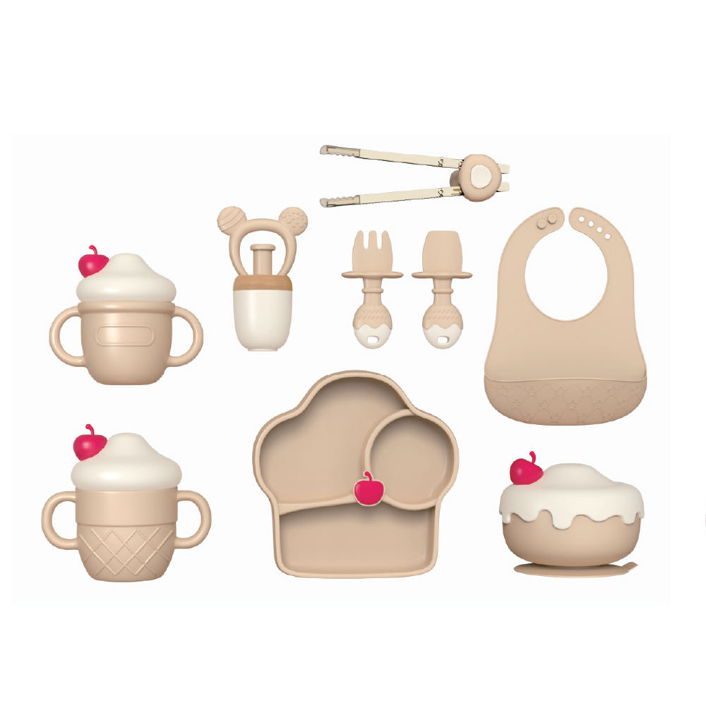 Primary Color Cherry Children's Silicone Set (8-piece set)