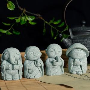 Zen <span class=keywords><strong>Jardin</strong></span> Décor <span class=keywords><strong>Japonais</strong></span> Vert Grès Moine Figurine Fish Tank Aquarium Bonsaï Micro Bouddha Thé Pet Décoration - Product Image 1