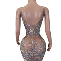 Vêtements Vente en Gros SexyTransparent Diamant Robe de Dîner Femmes Dos Nu Maxi Club Robe de Bal Grande Taille Femmes Fête Robe de Soirée
