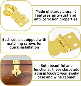 Runseaway <b>Pcs</b> Brass <b>Mini</b> Padlock Hasps Decorative Buckles With Screws For Wooden Box Jewelry Box Wine Case Chest Suitcase Furnit - Product Image 3