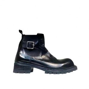 Bottes montantes pour hommes en cuir véritable à semelle épaisse, style rétro vieilli, à lacets, pour l'été, avec couture Goodyear, vente en gros, hiver, automne, moto - Product Image 5