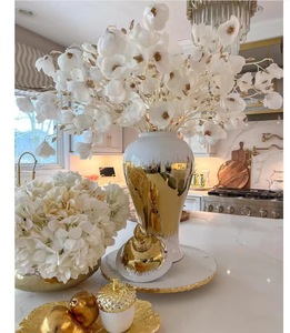 Vases en céramique de luxe, vases à fleurs pour centres de table de mariage, pots à gingembre dorés pour la décoration de table à la maison - Product Image 5