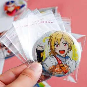 Grosir lencana Pin kerah logam pelat timah bulat kertas cetak kancing kosong Anime terkenal