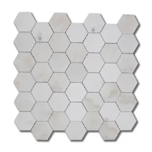 Quảng Tây Trắng Bằng Tia Nước Mosaic Đá Cẩm Thạch Hexagon Mosaic Gạch Cho Nhà Bếp Backsplash, Tường Trang Trí