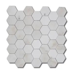 Guangxi bianco a getto d'acqua di mosaico di marmo mosaico di esagono per la cucina backsplash, decorazione della parete