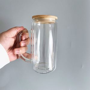 Verres à bière personnalisés en verre transparent effet boule à neige avec logo, 12oz, 15oz, 20oz, adaptés aux paillettes de 5mm, avec couvercles, pour strass - Product Image 4