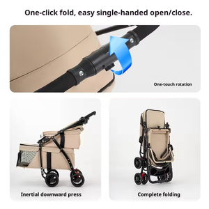 <span class=keywords><strong>Poussette</strong></span> pliable à double étage pour animaux de compagnie, 4 roues, en acier carbone, pour chiens et chats, imperméable, robuste, grande capacité, chariot de transport - Product Image 5