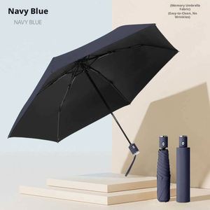 Paraguas Plegable de Tres Pliegues Ultraligero, Totalmente Automático, de Tela Pongee Moderna, con 8 Varillas, Protección Solar y Contra la Lluvia, con Impresión - Product Image 1