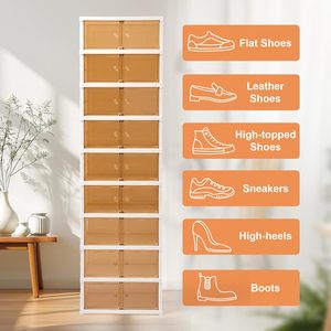 Organisateur de chaussures pliable à 9 niveaux, robuste, en plastique écologique, facile à installer, conception monobloc pour salon, avec logo personnalisé - Product Image 3