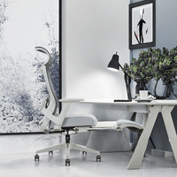 Chaise de bureau ergonomique moderne de haute qualité avec dossier en maille, pivotante, en tissu, appui-tête réglable, base chromée, électrique