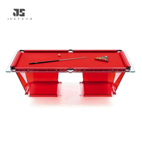 Nuevos Diseños de Alta Gama, Mesa de Billar de Lujo de 8 pies Personalizable, Estilo Moderno, Mesa de Billar Americana para Interiores, Cristal Rojo