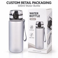 Bouteille d'eau Tritan anti-fuite 500 ml avec couvercle à bouton-poussoir, gourde de sport à boire directement avec sangle de poignet