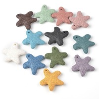 Pendentif étoile multicolore en pierre de lave brute de 50 mm, breloque étoile de mer en roche volcanique naturelle pour la fabrication de colliers, bijoux et artisanat DIY