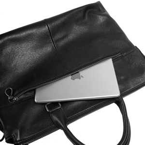 Men's Genuine Leather <b>Briefcase</b> 14 Inch Large Capacity Business Travel Bag With Deer Pattern - Product Image 4