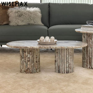 WISEMAX FURNITURE Table basse ovale de luxe italienne pour salon, table basse en marbre naturel pour hôtel, restaurant, café, maison, villa - Product Image 2