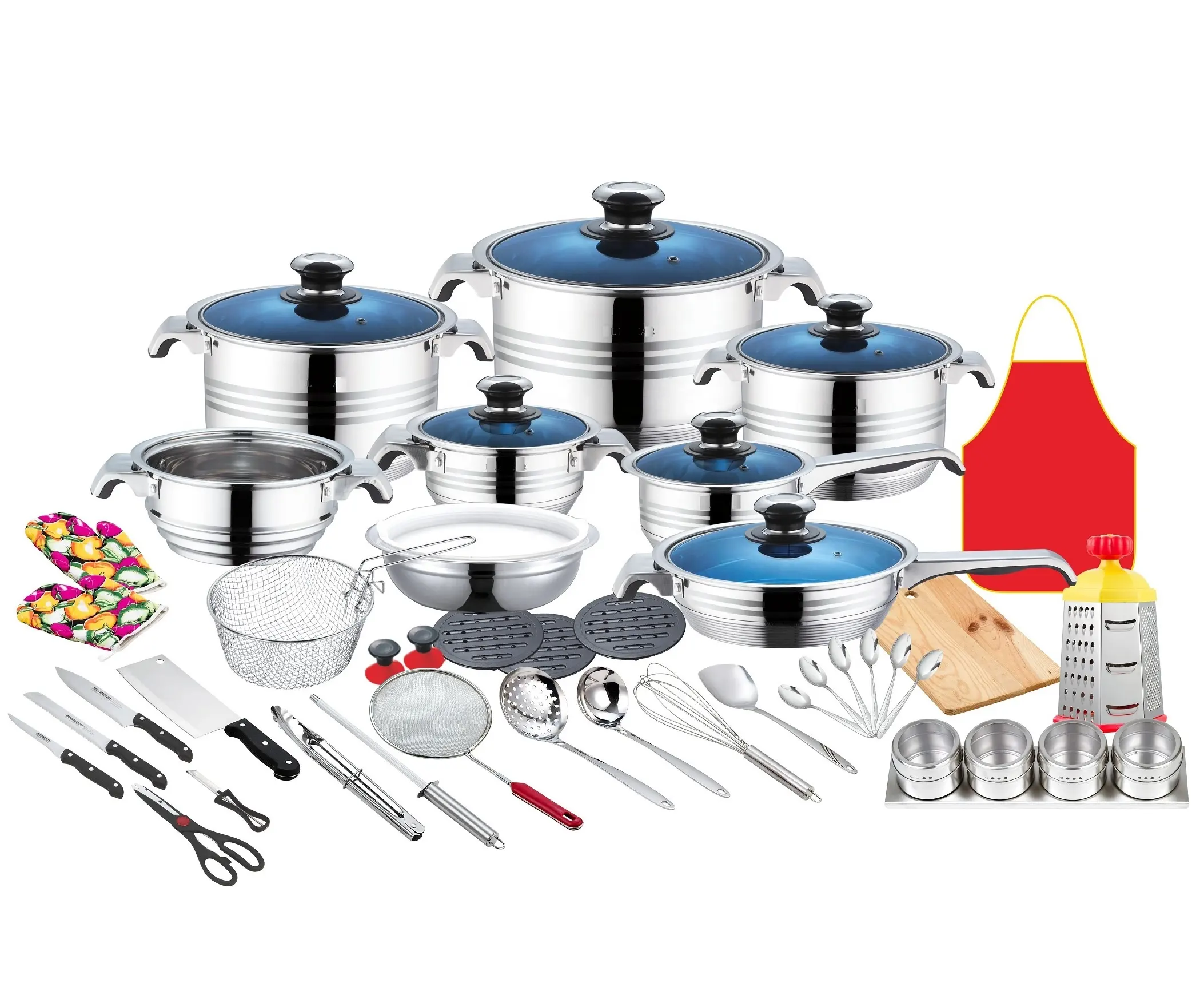 Newest design 50 pcs induction cookware sets commercial cooking pot ware set cookware casserole kitchenware set