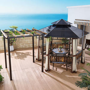 Ağır açık çift çatı gazebo güneş gölge gölgelik masa ile perdeler ile Modern Hardtop Gazebo ile üzüm kafes - Product Image 2
