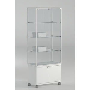 Vitrine 91x37x180 cm, cadre en aluminium blanc, portes en verre, étagères réglables, unité de rangement - Product Image 1