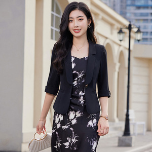 Pink Women's Blazer Short Sleeve Solid Color Anti-Wrinkle Professional Suit 2025 Spring Style - Product Image 3