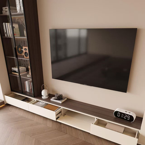 Mueble <span class=keywords><strong>de</strong></span> TV Moderno en Forma <span class=keywords><strong>de</strong></span> L, Diseño <span class=keywords><strong>de</strong></span> <span class=keywords><strong>Piso</strong></span> a Techo, Personalizado, para Sala <span class=keywords><strong>de</strong></span> Estar Pequeña, con Almacenamiento y Estilo Antiguo - Product Image 5