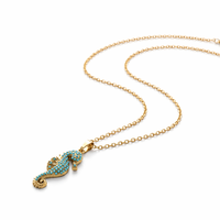 Collier en acier inoxydable plaqué or 18 carats de style européen et américain, chaîne en bambou, pendentif hippocampe pour femme, bijou quotidien