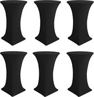 Housse de table cocktail noire en spandex avec poche renforcée, nappe extensible ronde pour table haute, décoration de mariage et de fête en extérieur