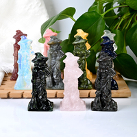 Figura de Bruja Tallada en Cuarzo Rosa, Piedra Natural Curativa, Pulida, para Regalo de Halloween, Venta al Por Mayor