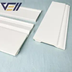 2024 New Design PS Solid Decorative Baseboards Moulding White Skirting board with led light