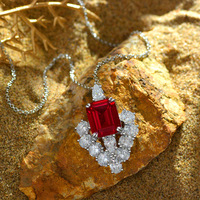 Collar de plata de ley 925 con colgante de Rubí, Collar personalizado de diseño de marca de moda inspirado en Rubí rojo