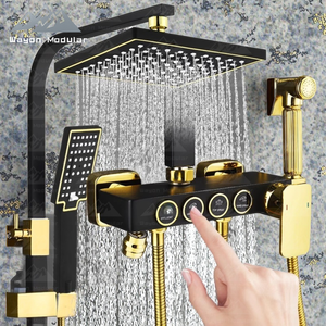 ชุดระบบฝักบัวเรนชาวเวอร์สีดำด้านและสีทองสุดหรูจาก Wayon พร้อมหัวฉีดแบบมือถือและก๊อกน้ำสำหรับอ่างอาบน้ำ - Product Image 5