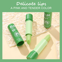 Lipstik Aloe Vera Pengubah Warna, Pelembap Tahan Lama, Tahan Air, Pengubah Warna Sesuai Suhu