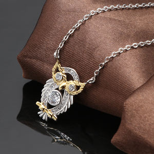 قلادة سلسلة مطلية بالذهب, قلادة سلسلة مطلية بالذهب لطيف اثنين من لهجة مطلي روح البومة قلادة ، 925 الفضة الاسترليني قلادة قلادة شعار مخصص - Product Image 3