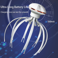 Masseur de tête électrique à 8 tentacules de pieuvre, outils de massage du cuir chevel, 3 modes, technologie TMS, batterie 500 mAh, vibration, soulagement du stress