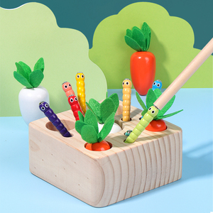 Juguetes Educativos de Madera para Niños, <span class=keywords><strong>Tres</strong></span> <span class=keywords><strong>en</strong></span> Uno: Juego de Arrastrar Raíces, Pesca y Captura de Insectos, Multicolor, con Certificación CE, para el Desarrollo Cognitivo - Product Image 1