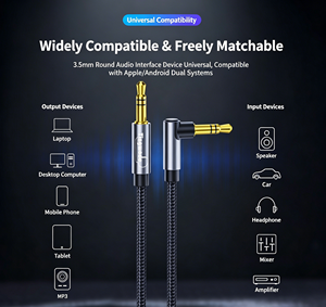 Câble audio Ticenpe Aux <span class=keywords><strong>Jack</strong></span> 3,5 mm 1,2 m Connecteur coudé à 90 degrés <span class=keywords><strong>Jack</strong></span> stéréo tressé en nylon Mâle-Mâle pour Casque et <span class=keywords><strong>Autoradio</strong></span> - Product Image 4