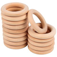 Anillos de Madera Natural Lisos Sin Pintar para Macramé, Conectores para Hacer Joyería, Grabado, Modelo para Colgar en la Pared