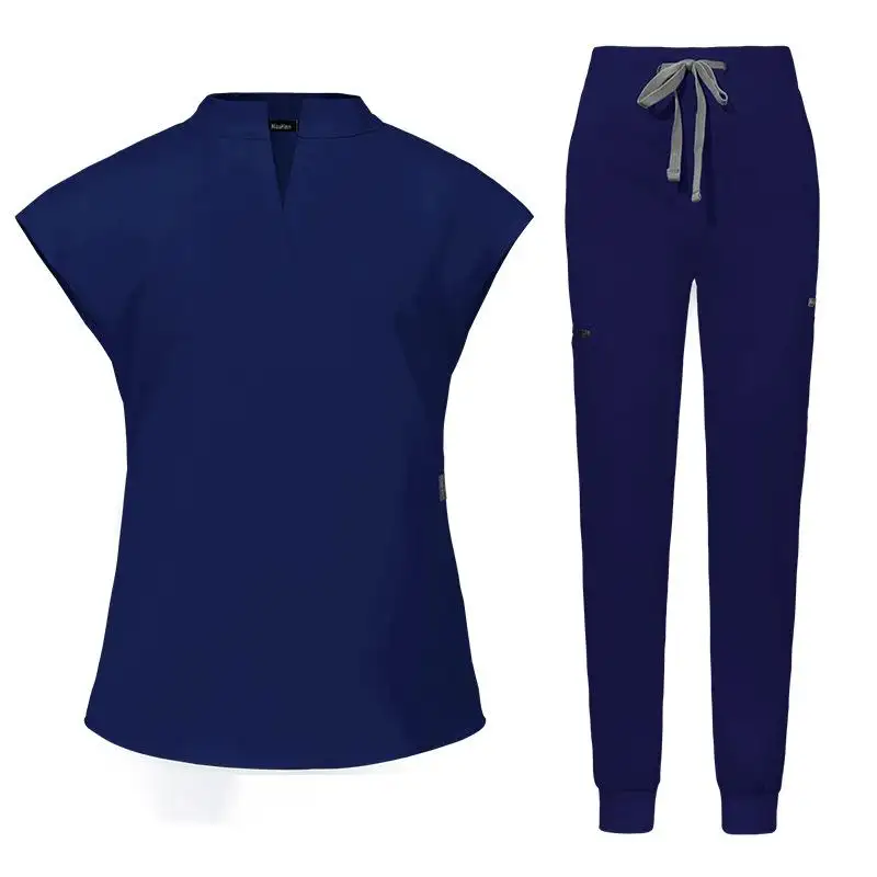 42051 V décolleté extensible pantalon de survêtement fabriqué en chine femmes costumes tricot costume de couchage femmes uniformes d'hôpital gommages médicaux infirmière