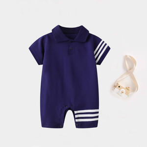 ベビー服 ジャンプスーツ 夏服 ジェントルマン風 ラペル 半袖 綿 ODM ユニセックス スナップボタン留め 登山服 - Product Image 2