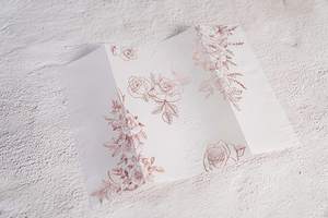 Patrón de lámina de oro rosa personalizado Papel vitela doblado Tarjeta de invitación de boda Chaquetas Envoltura para 5x7 Invitaciones Fiesta de quinceañera - Product Image 4