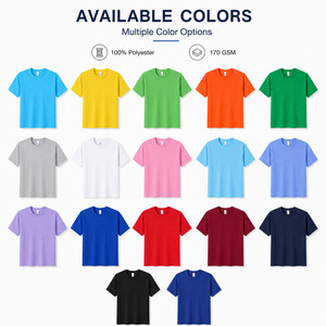 T-shirt à manches courtes col rond pour adulte, 170 g, 100 % polyester, séchage rapide, respirant, décontracté, vente en gros, tailles S-4XL, avec logo personnalisé - Product Image 3