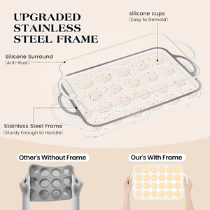 MUYULINS Factory 24-cup LFGB non-stick BPA Free metal reinforced frame mini <b>silicone</b> cupcake pan American cake tin <b>baking</b> mold - Product Image 2