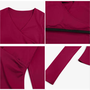 T-<span class=keywords><strong>shirt</strong></span> de yoga à manches longues personnalisé, col en V profond, t-<span class=keywords><strong>shirt</strong></span> de <span class=keywords><strong>sport</strong></span> à séchage rapide, vêtements de fitness ajustés, vêtements de <span class=keywords><strong>sport</strong></span> pour femmes, vêtements de yoga SQ5529 - Product Image 5